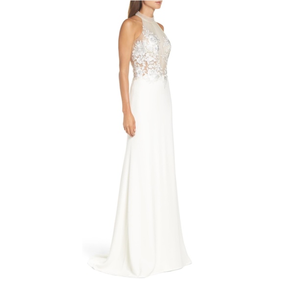 Tadashi Shoji Dianna Embroidered Halter Gown - Picture 3 of 12
